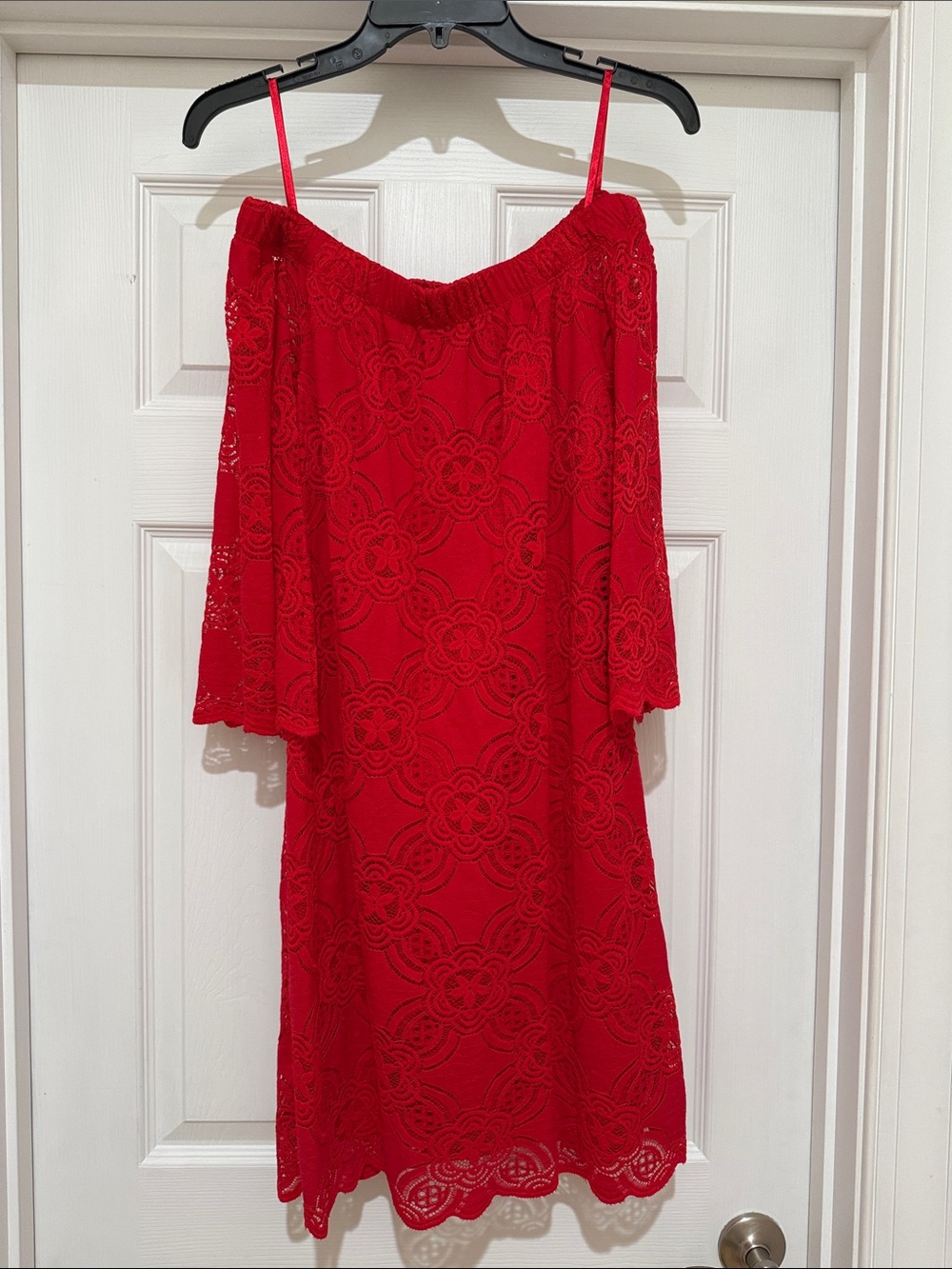 Tiana B Women’s Red Off-Shoulder Lace Dress